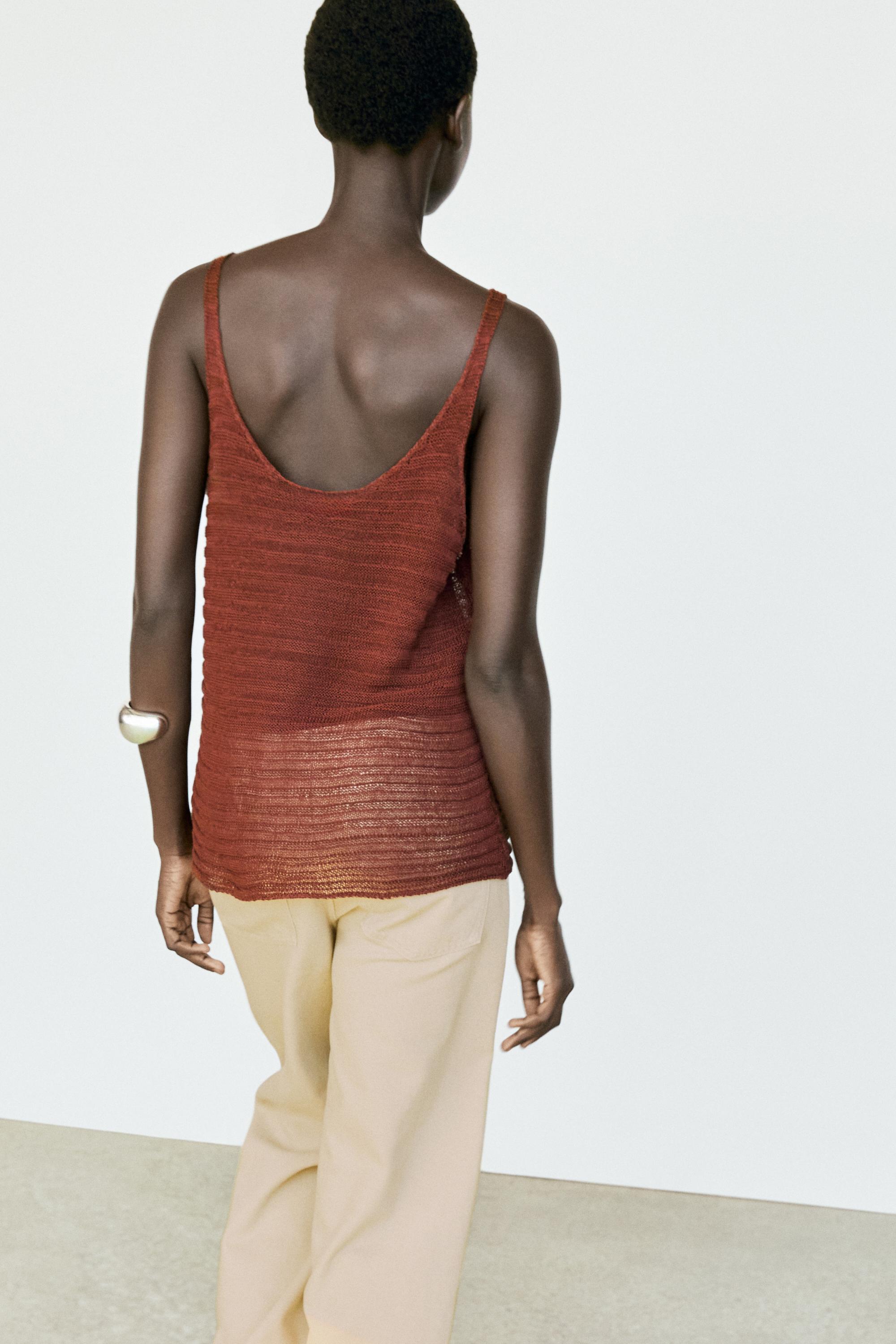 Top en maille texturée à bretelles